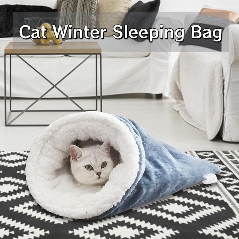 Téli macska hálózsák, új macska hálózsák, puha plüss nagy macskafészek ágy, meleg kisállatszőnyeg macskaágy benti macskáknak és kiskutyáknak