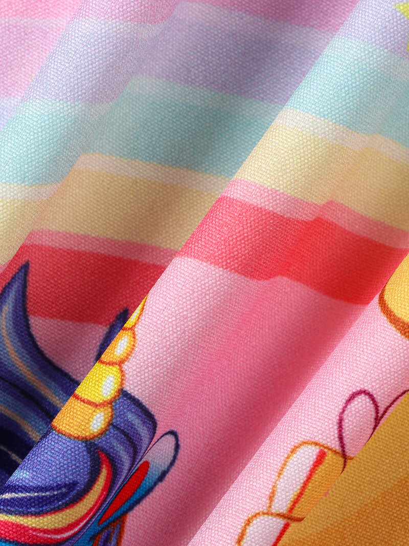 Mazuļu modes jauka multfilma vienradzis apdrukāti svārki ar bantītes rotājumu siksniņas kleita vasarā