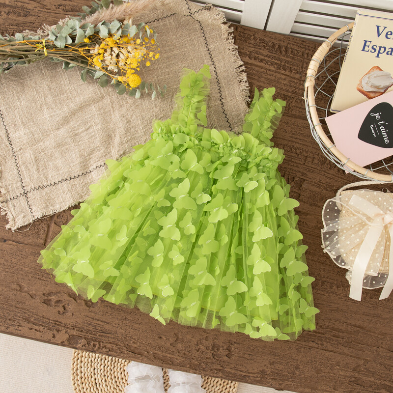 Βρεφικό φόρεμα Καλοκαιρινό Full Print Butterfly Halter Μονόχρωμο Fluffy Girl Παιδικό Φόρεμα Χαριτωμένα καθημερινά παιδικά φορέματα παραλίας