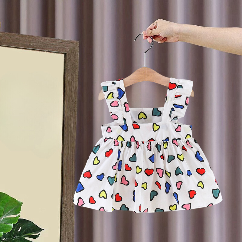 Καλοκαιρινό Νέο Κοριτσίστικο Ρούχα Full Of Love Princess Skirt Χαριτωμένο φόρεμα με λουράκι για κοριτσάκια, συνοδεύεται από Dragonfly Shoulder Bag