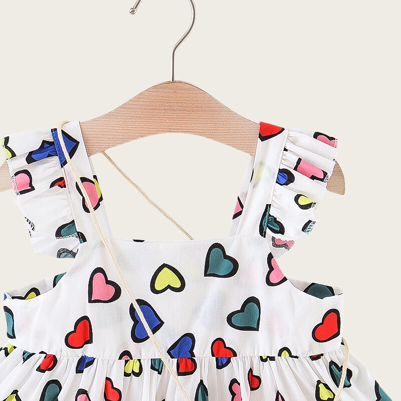 Καλοκαιρινό Νέο Κοριτσίστικο Ρούχα Full Of Love Princess Skirt Χαριτωμένο φόρεμα με λουράκι για κοριτσάκια, συνοδεύεται από Dragonfly Shoulder Bag