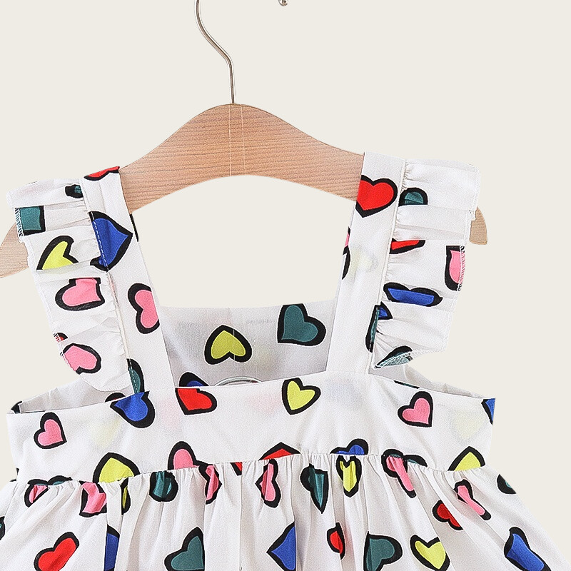 Καλοκαιρινό Νέο Κοριτσίστικο Ρούχα Full Of Love Princess Skirt Χαριτωμένο φόρεμα με λουράκι για κοριτσάκια, συνοδεύεται από Dragonfly Shoulder Bag