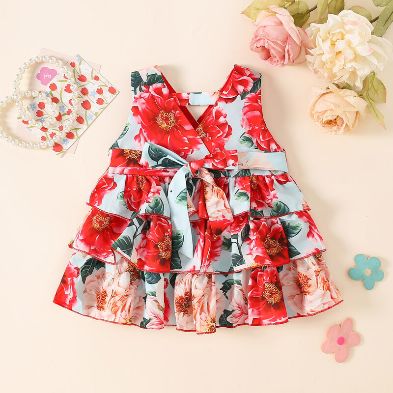 Καλοκαιρινό μωρό φόρεμα με λουλούδια φόρεμα tutu Φόρεμα για πάρτι γενεθλίων κοριτσάκι Βρεφικά ρούχα διακοπών