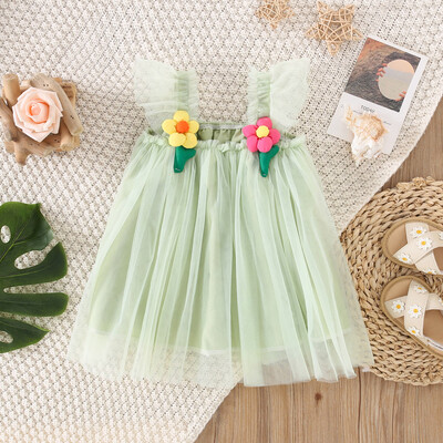 (0-3 gadus vecas meitenes princeses kleita) Vasaras jauns, salds šifons bērnu apģērbs bez piedurknēm, piemērots kāzu ballītēm