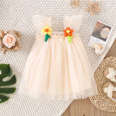 (0-3 gadus vecas meitenes princeses kleita) Vasaras jauns, salds šifons bērnu apģērbs bez piedurknēm, piemērots kāzu ballītēm