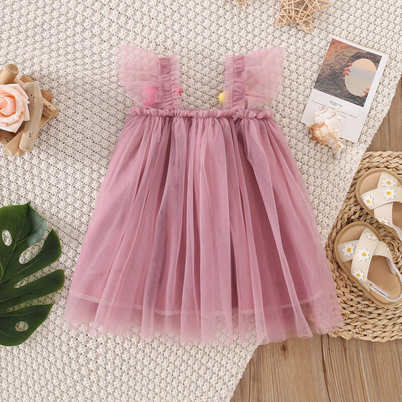 (0-3 gadus vecas meitenes princeses kleita) Vasaras jauns, salds šifons bērnu apģērbs bez piedurknēm, piemērots kāzu ballītēm