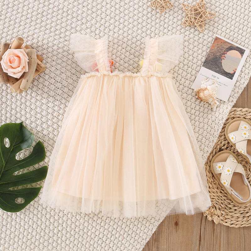 (0-3 gadus vecas meitenes princeses kleita) Vasaras jauns, salds šifons bērnu apģērbs bez piedurknēm, piemērots kāzu ballītēm