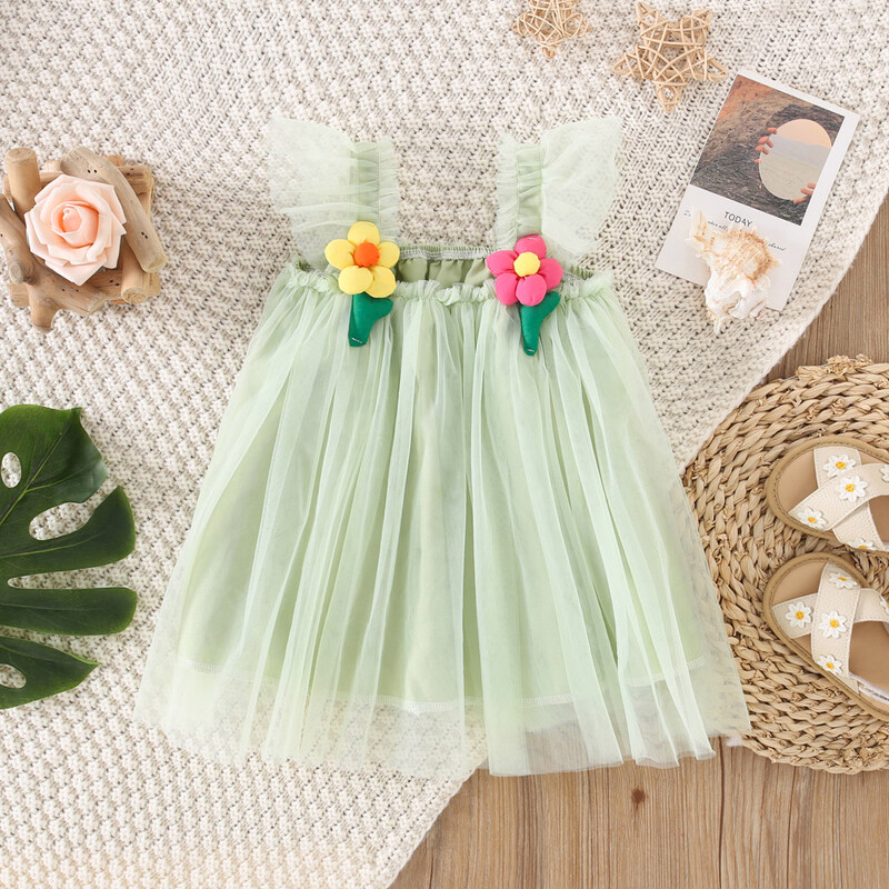 (0-3 gadus vecas meitenes princeses kleita) Vasaras jauns, salds šifons bērnu apģērbs bez piedurknēm, piemērots kāzu ballītēm