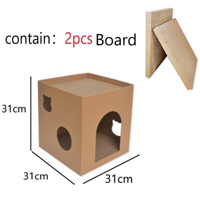 Kaķa kartona kaste Kaķu māja Kaķu skrāpis Spīļu asināšana Kartona Kaķēns Spēlē kaķu skrāpējamo dēli Kaķu skrāpējamā rotaļlieta kaķiem
