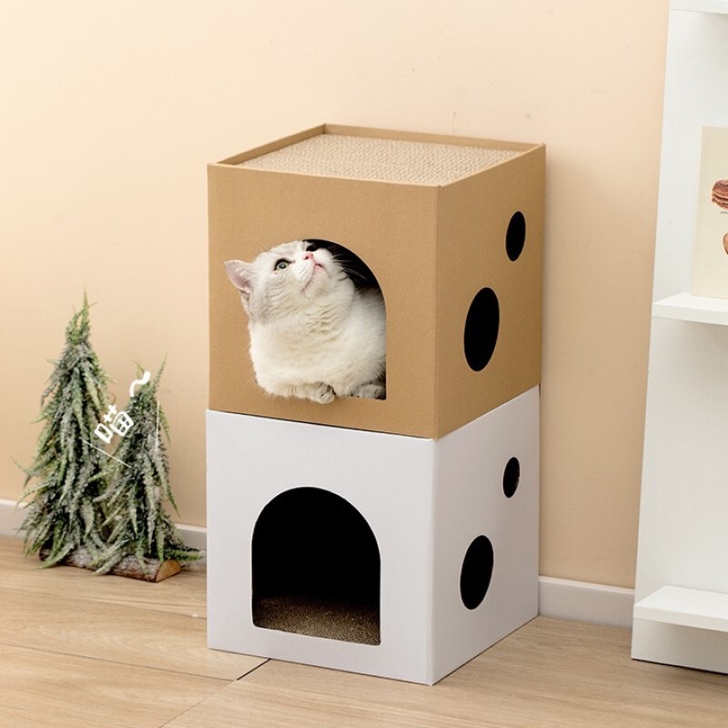 Kaķa kartona kaste Kaķu māja Kaķu skrāpis Spīļu asināšana Kartona Kaķēns Spēlē kaķu skrāpējamo dēli Kaķu skrāpējamā rotaļlieta kaķiem