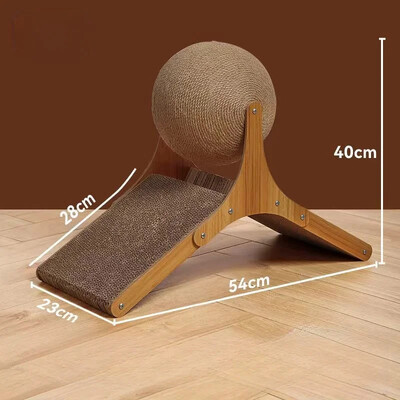 Fa macskakaparó labda 2 az 1-ben macskakaparó, szizál karcolótábla, kopásálló csiszolómancsos játék tömörfa kaparó macskáknak