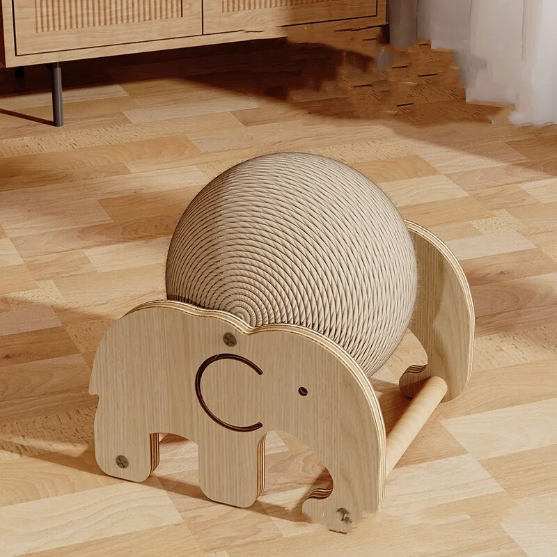 Kaķu skrāpēšanas rotaļlieta Kaķu skrāpējama bumbiņu rotaļlieta Dabīga sizala virve Kaķu skrāpējama bumbiņu skrāpēja ar bumbu kaķa vingrošanas ratu kaķiem