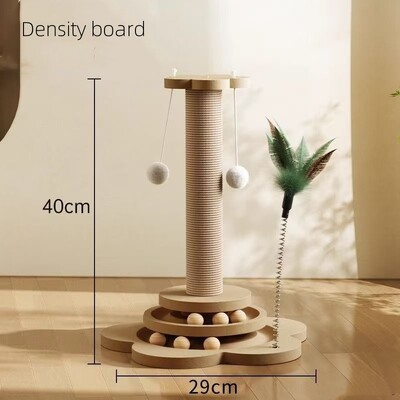 Mājas kaķis Rotaļlieta kaķu skrāpis Kaķu atskaņotājs Funny Cat Stick Bumbiņas Izturīgs sizala skrāpējamais dēlis Kaķu piederumi Kaķu satveršanas kolonna