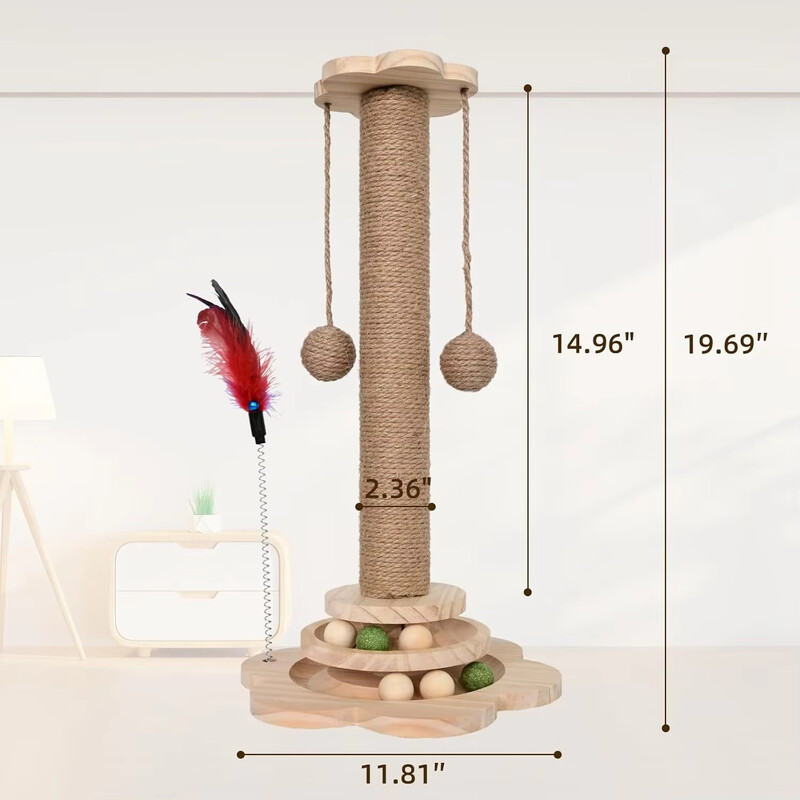 Mājas kaķis Rotaļlieta kaķu skrāpis Kaķu atskaņotājs Funny Cat Stick Bumbiņas Izturīgs sizala skrāpējamais dēlis Kaķu piederumi Kaķu satveršanas kolonna