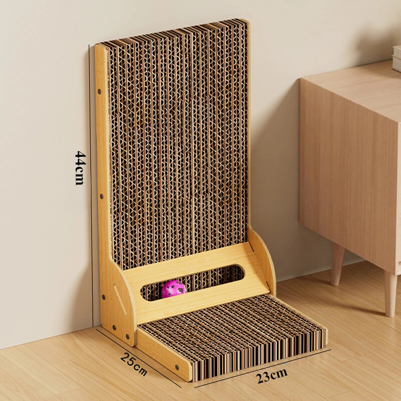 L-veida kaķu skrāpējamais dēlis kaķu rotaļlietas no koka, nodilumizturīgas un skrāpējumiem izturīgas.