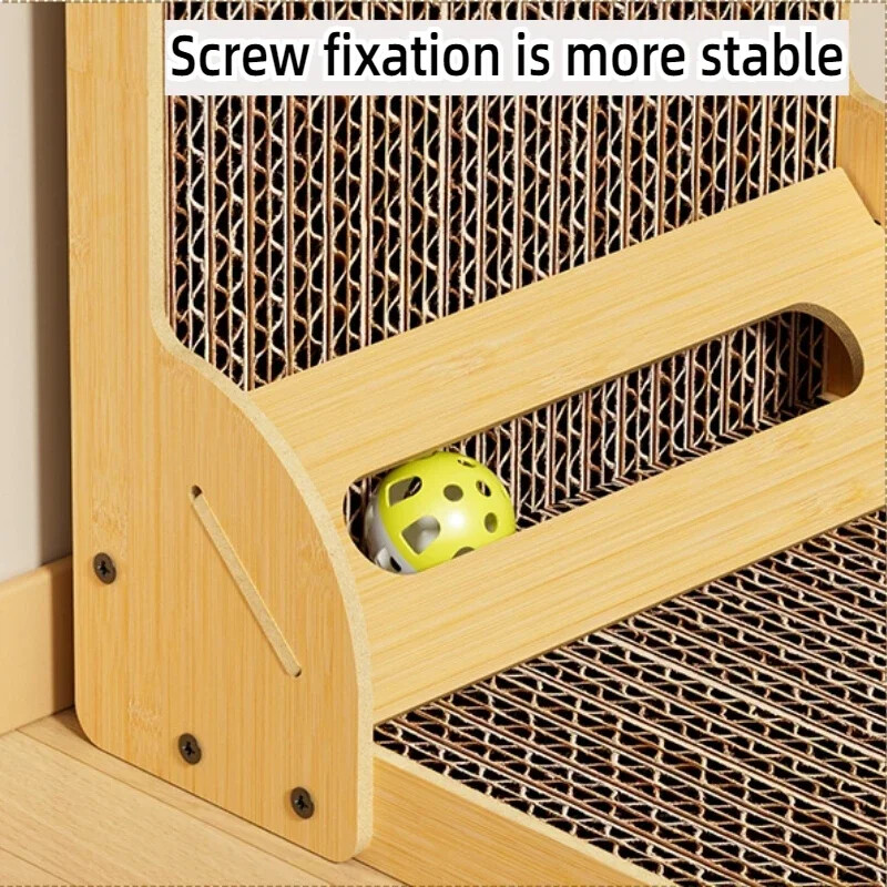 L-veida kaķu skrāpējamais dēlis kaķu rotaļlietas no koka, nodilumizturīgas un skrāpējumiem izturīgas.