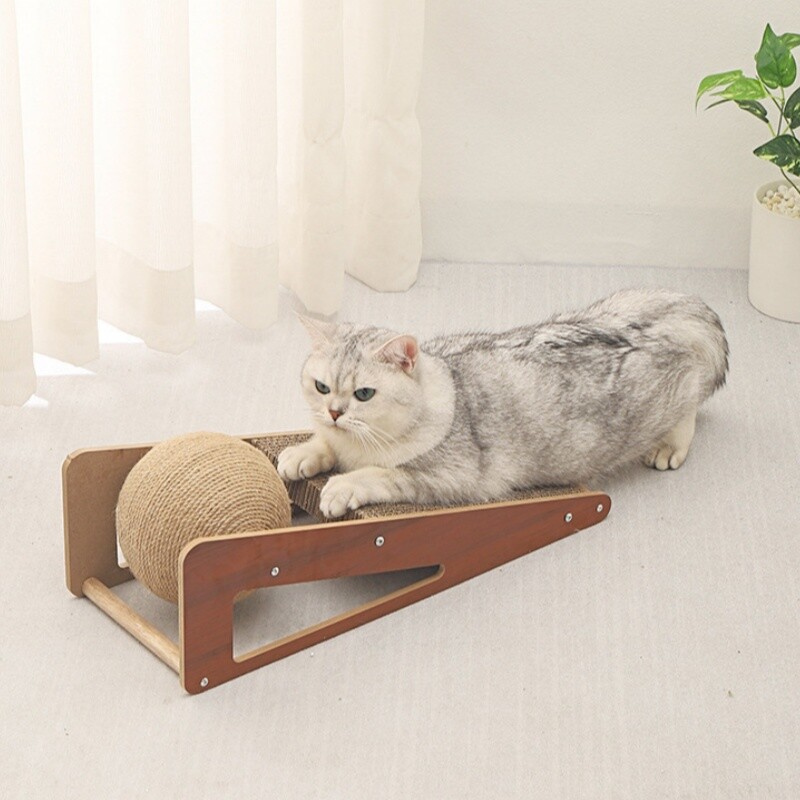 Kaķu skrāpēšanas dēlis divējāda pielietojuma videi draudzīga sizala skrāpējamā bumba, nodilumizturīga slīpēšanas ķepu rotaļlieta, mājdzīvnieku piederumi