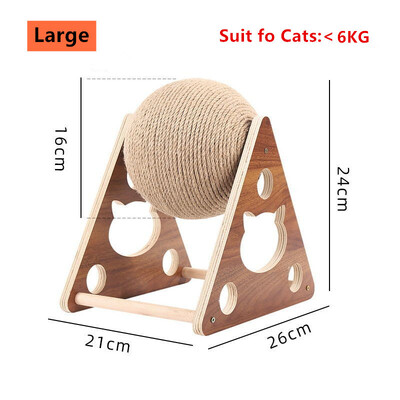 Kaķu koku mājdzīvnieku rotaļlieta Kaķu skrāpējamā bumba Nodilumizturīgs slīpēšanas ķepu dēlis Dabīgs sizala kaķa lode Masīvkoka skrāpis