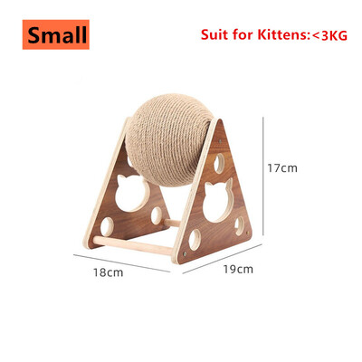 Kaķu koku mājdzīvnieku rotaļlieta Kaķu skrāpējamā bumba Nodilumizturīgs slīpēšanas ķepu dēlis Dabīgs sizala kaķa lode Masīvkoka skrāpis