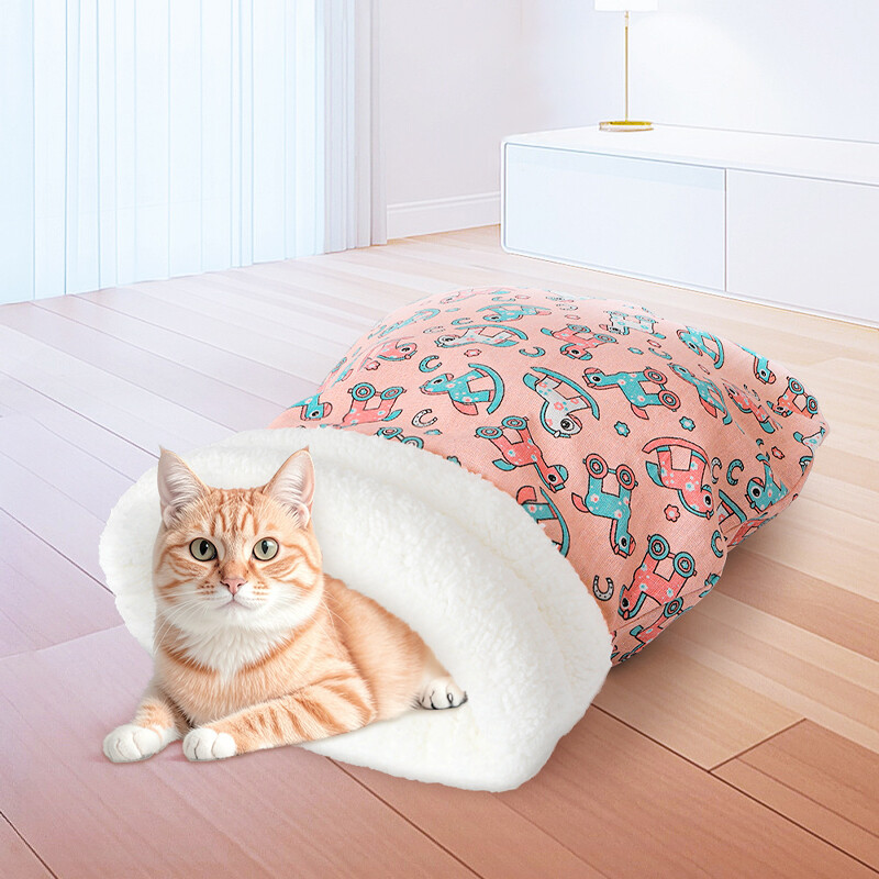 Šiltas kačių miegmaišis Minkštas kačių lovas Tunelis katės lizdas Uždaros kišenės tipo kačiukas šuniukas Minkštas, patogus lizdas augintiniui