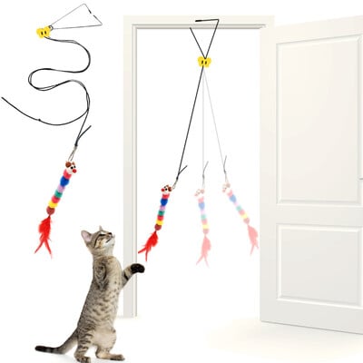 1Pcs Door Hanging Worms Cat Toy Self Play for Bored Indoor Cats Kitten Interactive Toy for All Breeds Κυνήγι Ασκώντας Ανία