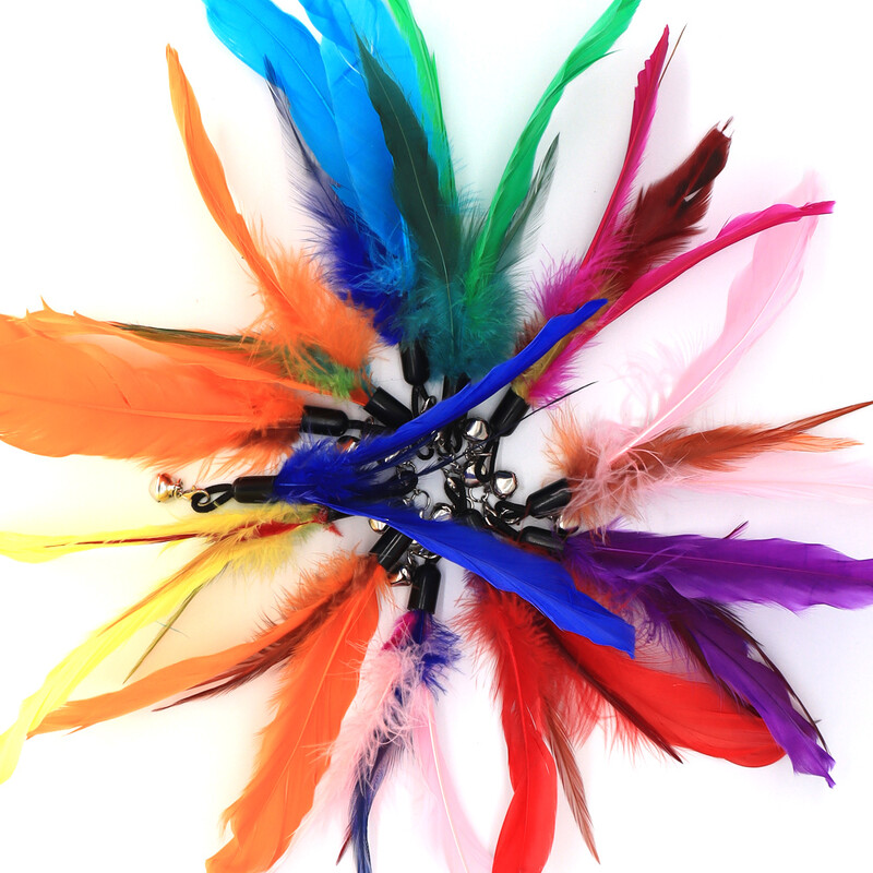 5Gb kaķu spalvu rotaļlietas Interaktīvas rotaļlietas Teaser Uzpildes nomaiņas spalva ar zvaniņu kaķēnu kaķēnu skrāpēšanai iekštelpās