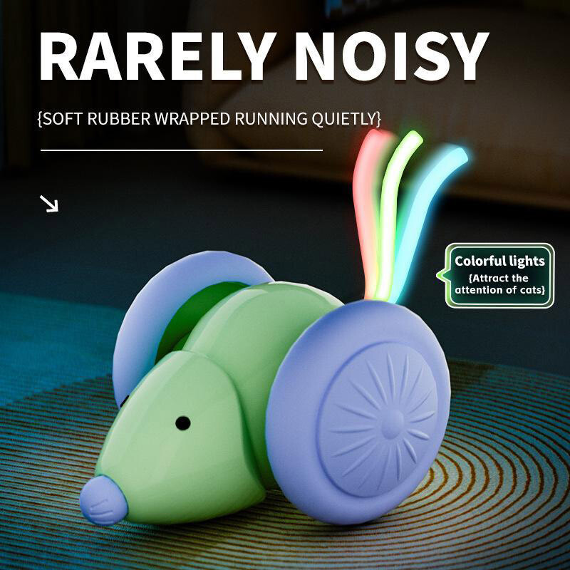 Kisállatjátékok Interaktív macskajáték elektromos egérautó – Automatikus ugrató intelligens akadályelkerülő kisállattermékekkel