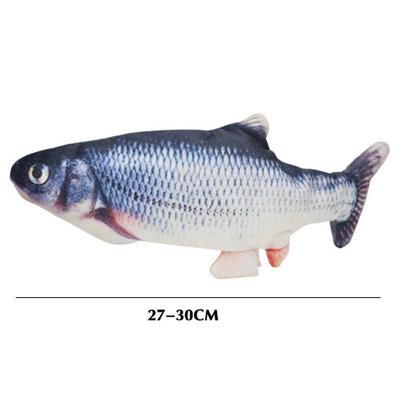 Elektriska kustīga zivju kaķa rotaļlieta Reālistiska plīša rotaļlieta zivju suņiem Plīša, interaktīva kaķa rotaļlieta iekštelpu kaķu vingrošanai