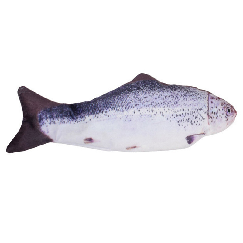 Elektriska kustīga zivju kaķa rotaļlieta Reālistiska plīša rotaļlieta zivju suņiem Plīša, interaktīva kaķa rotaļlieta iekštelpu kaķu vingrošanai