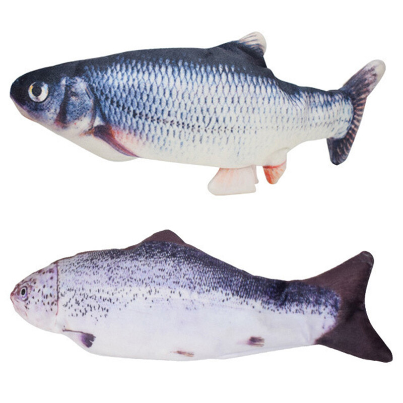 Elektriska kustīga zivju kaķa rotaļlieta Reālistiska plīša rotaļlieta zivju suņiem Plīša, interaktīva kaķa rotaļlieta iekštelpu kaķu vingrošanai
