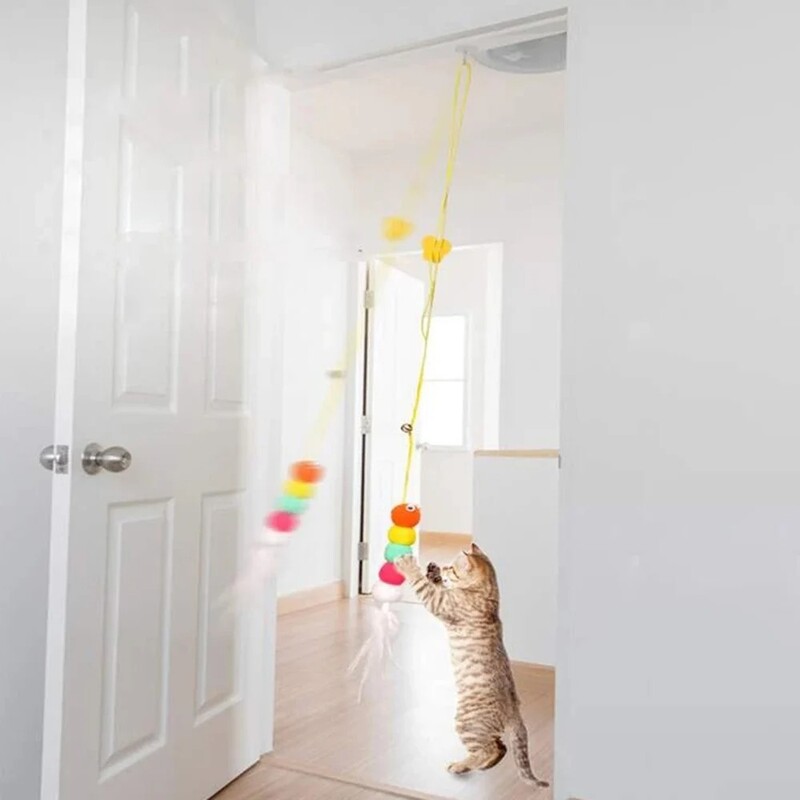 Mājdzīvnieku kaķu rotaļlietas Funny Stick Kaķēns Self-hi Elastīga virve Spāres forma Spalvas zvaniņš Teasing Stick Pakarināms Šūpoles Tūkstošiem