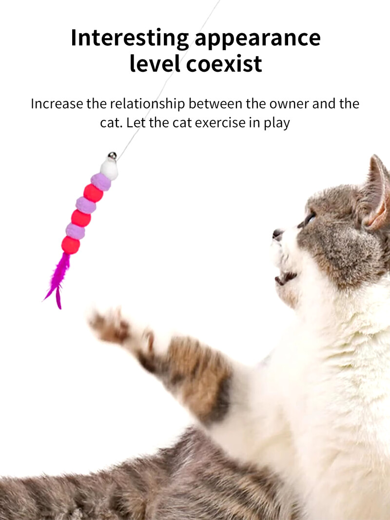 1 db. Jauna elastīga aukla, imitēta kažokādas, smieklīga kaķu nūja, kas piemērota kaķiem