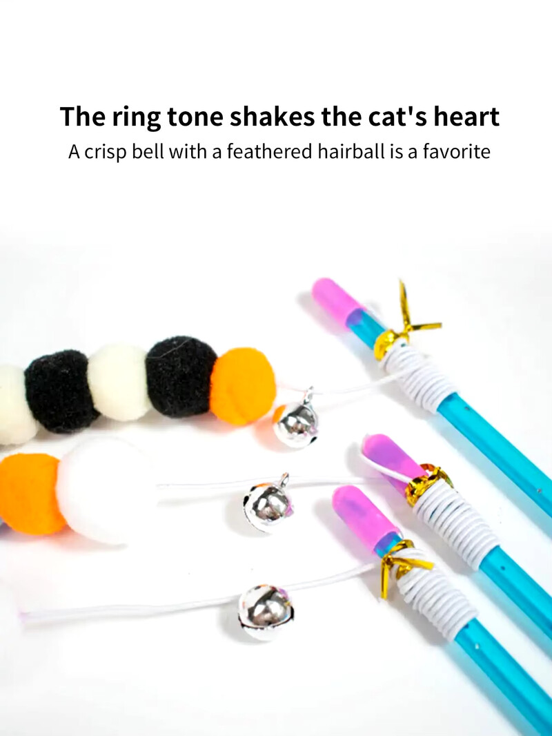 1 db. Jauna elastīga aukla, imitēta kažokādas, smieklīga kaķu nūja, kas piemērota kaķiem