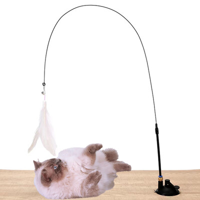 Rotaļlieta kaķim — interaktīvs zvaniņš un spalvu zizlis — garš piesūcekņa stienis aizraujošiem spēles laika piedzīvojumiem — izcila kaķa rotaļlieta