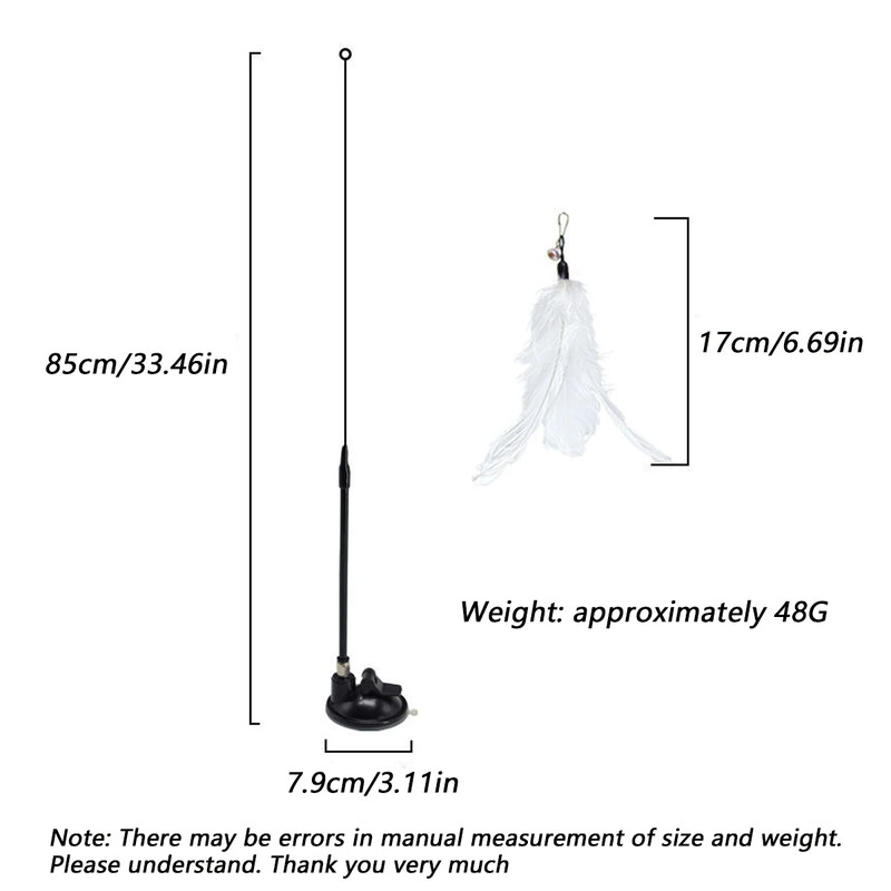 Rotaļlieta kaķim — interaktīvs zvaniņš un spalvu zizlis — garš piesūcekņa stienis aizraujošiem spēles laika piedzīvojumiem — izcila kaķa rotaļlieta