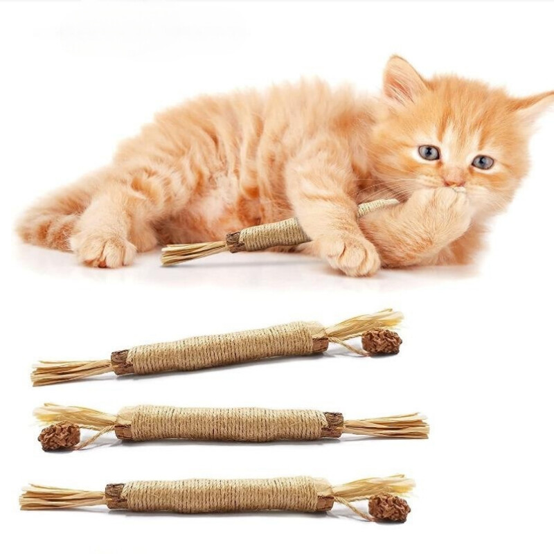 1 ΤΕΜ 22 εκ. Ξύλινο πολυγωνικό ραβδί Συνδυασμός δαγκώματος Νέο παιχνίδι γάτας Τρίξιμο δοντιών, καθαρισμός δοντιών, αφαίρεση λεκέδων δοντιών Φρέσκια αναπνοή