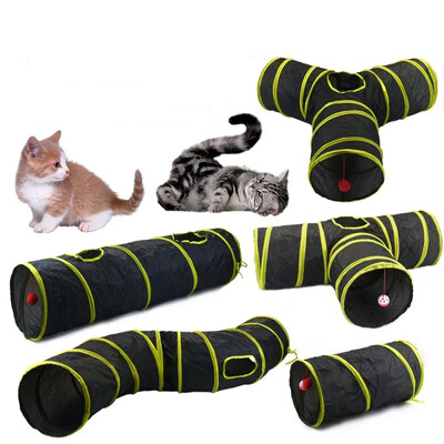 Yellow Cat Tunnel Cat Drill Through Rolling Ground Dragon Foldable Pet Animal Tunnels Rabbits Αστείο παιχνίδι για γάτες που παίζει παιχνίδι για γάτες