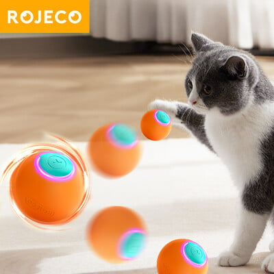 ROJECO Cat Toys Smart Interactive Cat Bouncing Ball Automatic Rolling Ball Training Αυτοκινούμενο ηλεκτρικό παιχνίδι για σκύλους κατοικίδια