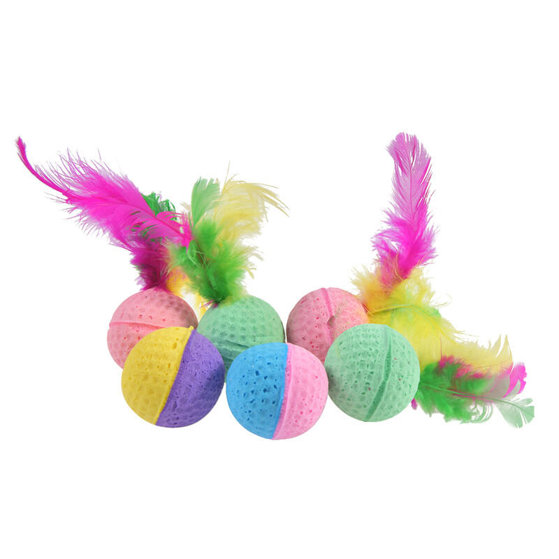 10GB lateksa putu bumbiņa ar spalvu interaktīvo bumbiņu kaķēnu mājdzīvnieku kaķu rotaļlieta