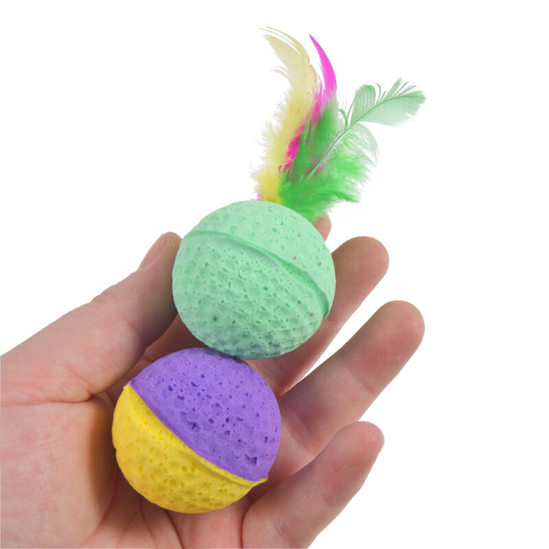 10GB lateksa putu bumbiņa ar spalvu interaktīvo bumbiņu kaķēnu mājdzīvnieku kaķu rotaļlieta