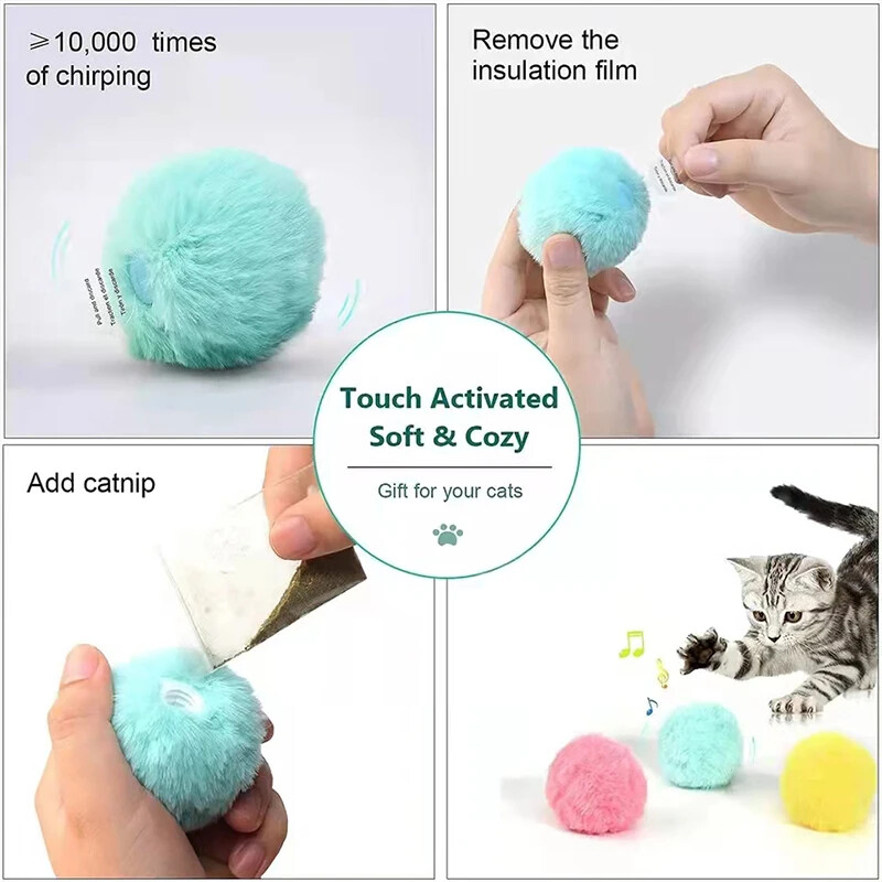 Smart Cat Rotaļlietas Plīša Elektriskā kaķumētra Apmācības Rotaļlieta Kaķēns Pieskāriens Skanīgs Mājdzīvnieku Produkts Squeak Toy Ball