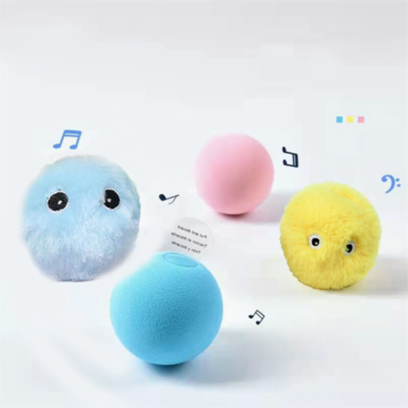 Kitten Touch Sounding Pet Product Squeak Toy Ball Cat Supplie Έξυπνα παιχνίδια γάτας Διαδραστικό παιχνίδι βελούδινης μπάλας ηλεκτρικό παιχνίδι εκπαίδευσης για Catnip