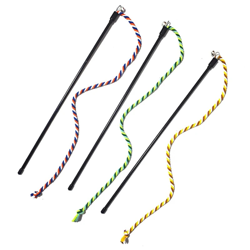 Kaķa zizlis Rotaļlieta Kaķis Interaktīvā rotaļlieta Teaser Kaķa virve ar zvaniņu kaķa košļājamā rotaļlieta Tīri zobi Kaķēna rotaļlietu piederumi Aksesuāri