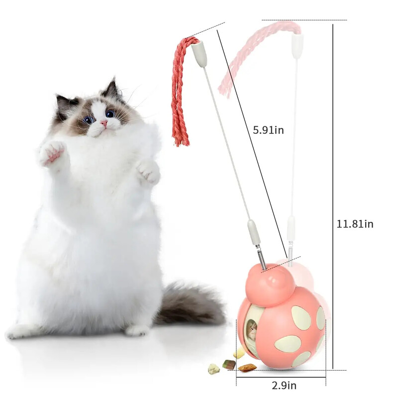 Interaktīvs kaķu rotaļlietu komplekts trīs vienā ar padevēju ar spalvu dejotāju stiepli iekštelpu kaķēniem — labākā rotaļlieta barības padevei
