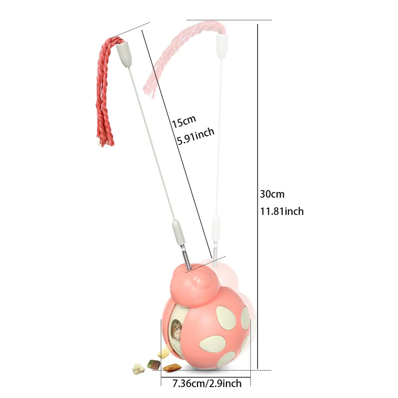 Interaktīvs kaķu rotaļlietu komplekts trīs vienā ar padevēju ar spalvu dejotāju stiepli iekštelpu kaķēniem — labākā rotaļlieta barības padevei