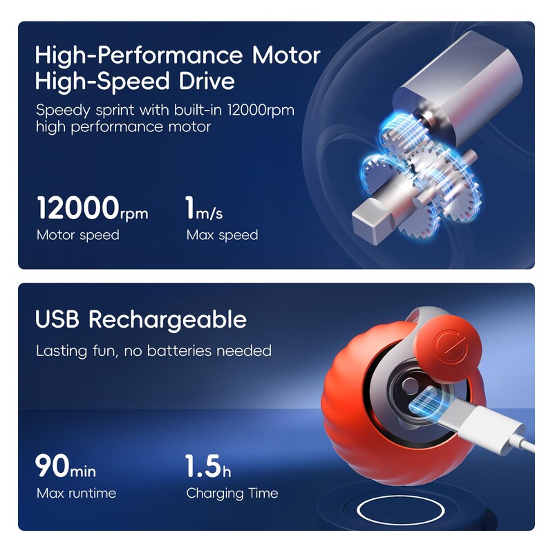 2025 m. naujas interaktyvus katės žaislinis kamuoliukas su plunksnų uodega, įkraunamas išmanusis besisukantis kamuoliukas kambarinėms katėms, mankšta ir žaidimas kačiukui