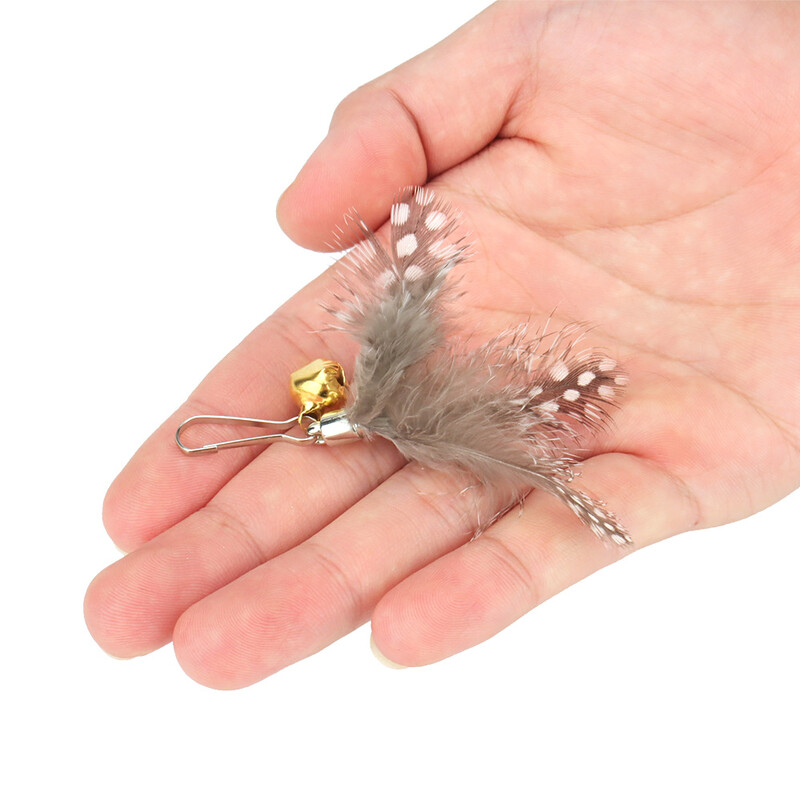 6 vnt. Priedai Cat Teaser Stick plunksnų pakaitinio galvutės rinkinys, skirtas kačiuko katės žaislui