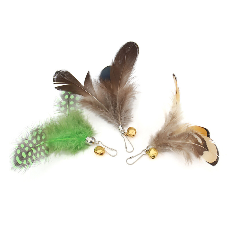 6 vnt. Priedai Cat Teaser Stick plunksnų pakaitinio galvutės rinkinys, skirtas kačiuko katės žaislui