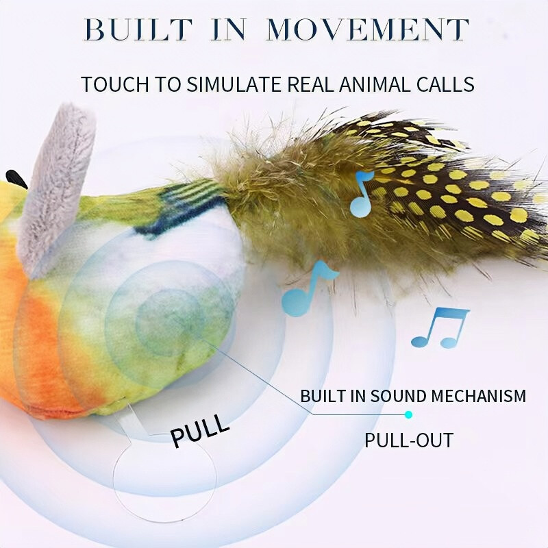 Interaktyvūs kačių žaislai Skraidantys paukščiai, katės, plasnojantys sparneliai, katžolės žaislai, čiulbantys katės žaislai, lietimui aktyvuoti kačiuko žaislai su plunksna