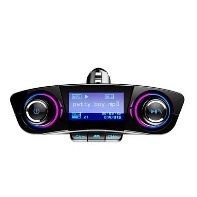 Bluetooth 5.0 адаптер за кола FM/AUX комплект предавател MP3 плейър Автоматично безжично хендсфри Двойно USB зарядно LED екран